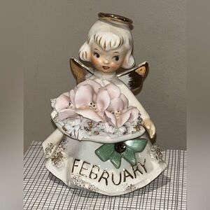 *Vintage* LEFTON February Angel Figurine with Amethyst